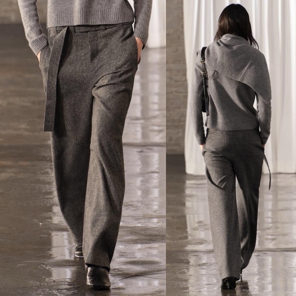 Zara WOOL BLEND WIDE LEG PANTS ZW COLLECTION Belted...